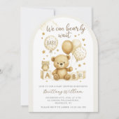 Invitation We Can Bearly Wait Teddy Bear Baby Shower (Devant)