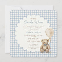 We Can Bearly Wait Teddy Bear Baby Shower Boy 
