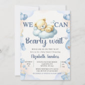 Invitation We can Bearly wait - Teddy Bear Baby Shower Boy (Devant)