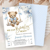 Invitation We Can Bearly Wait Teddy Bear Baby Shower Boy Blue