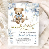 Invitation We Can Bearly Wait Teddy Bear Baby Shower Boy Blue