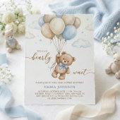 Invitation We Can Bearly Wait Teddy Bear Balloon Baby Shower
