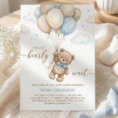 Invitation We Can Bearly Wait Teddy Bear Balloon Baby Shower