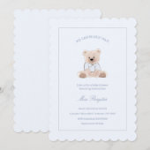 Invitation We Can Bearly Wait Teddy Bear Blue Baby Shower (Devant / Derrière)