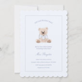 Invitation We Can Bearly Wait Teddy Bear Blue Baby Shower (Devant)