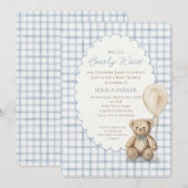 Invitation We Can Bearly Wait Teddy Bear Boy Baby Shower (Devant / Derrière)