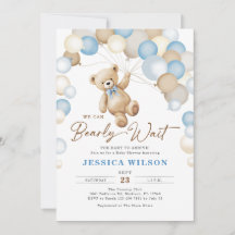 We Can Bearly Wait Teddy Bear Boy Baby Shower