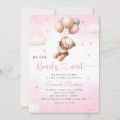 Invitation We Can Bearly Wait Teddy Bear Girl Baby Shower (Devant)