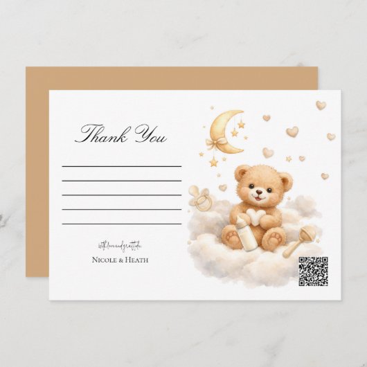 Invitation We can Bearly Wait Teddy Bear Thank You Card (Devant / Derrière)