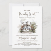 Invitation We Can Bearly Wait Teddy Bear Twins Baby Shower (Devant)