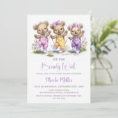 Invitation We Can Bearly Wait Teddy Bears Wearing Overalls (Debout devant)