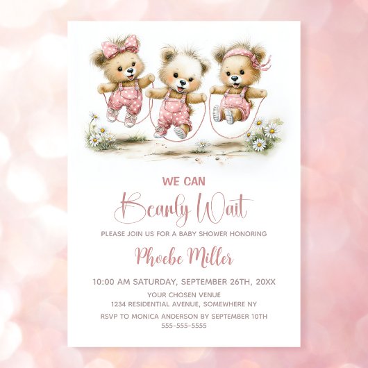 Invitation We Can Bearly Wait Teddy Bears with Jump Ropes