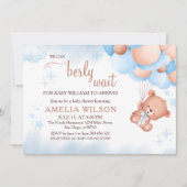 Invitation We Can Berly Wait Teddy Bear Balloon Bouquet Baby  (Devant)
