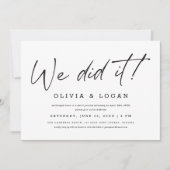 Invitation We Did It! Chic Modern Script Wedding Elopement (Devant)