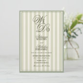 Invitation We Do Elegant Striped Ivory Green Wedding (Debout devant)