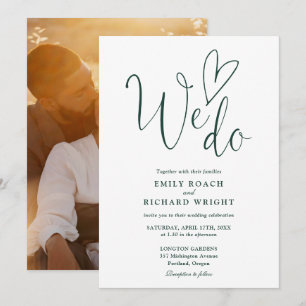 Invitation We Do Love Heart Photo Emerald Green Mariage