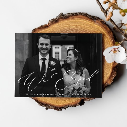 Invitation We Eloped Modern Script Wedding Photo Elopement