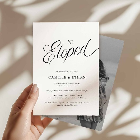 Invitation We Eloped Photo Announcement Card