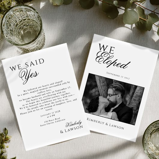 Invitation We eloped Photo card Elopement Announcement