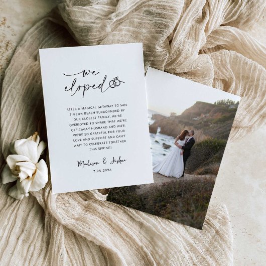 Invitation We Eloped Wedding Announcement | Photo Template