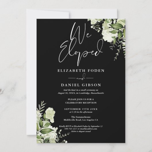 Invitation We Eloped Wedding Vows Greenery Party (Devant)