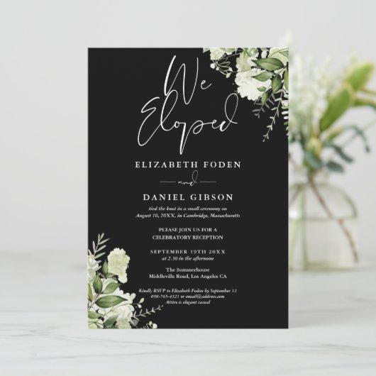 Invitation We Eloped Wedding Vows Greenery Party (Debout devant)