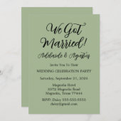 Invitation We Got Married Green Wedding Reception (Devant / Derrière)