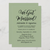 Invitation We Got Married Green Wedding Reception  (Devant / Derrière)