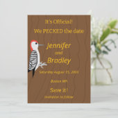 Invitation We Pecked the Date Funny Woodpecker (Debout devant)