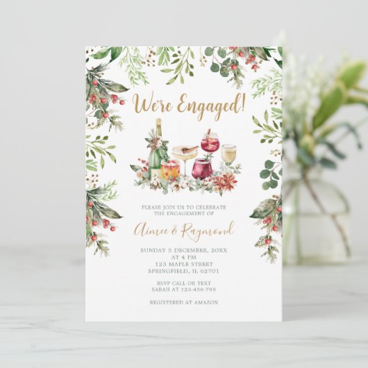 Invitation We’re Engaged Christmas Cocktail Engagement Party (Debout devant)