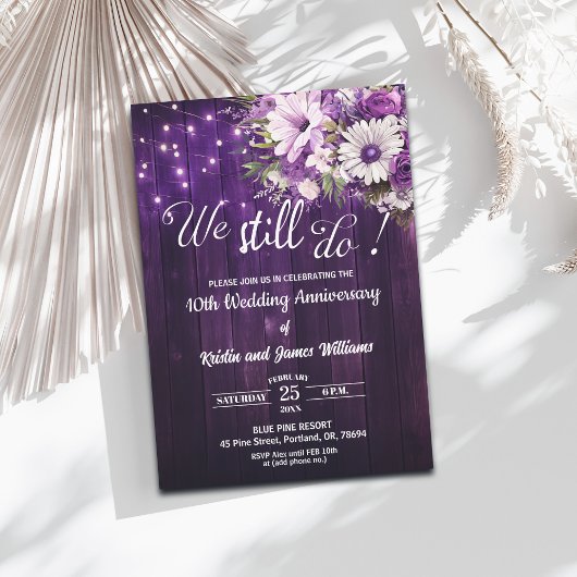 Invitation We Still Do 10th Wedding Anniversary String Lights