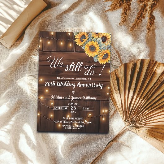 Invitation We Still Do 20th Wedding Anniversary String Lights