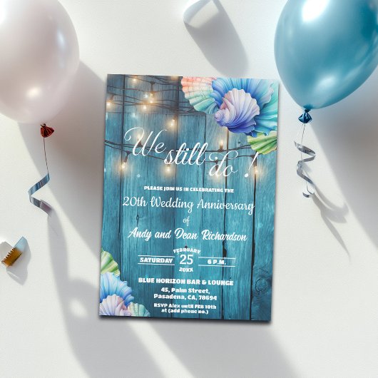 Invitation We Still Do 20th Wedding Anniversary String Lights