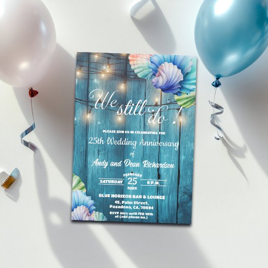 Invitation We Still Do 25th Wedding Anniversary String Lights