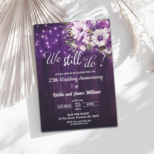 Invitation We Still Do 25th Wedding Anniversary String Lights