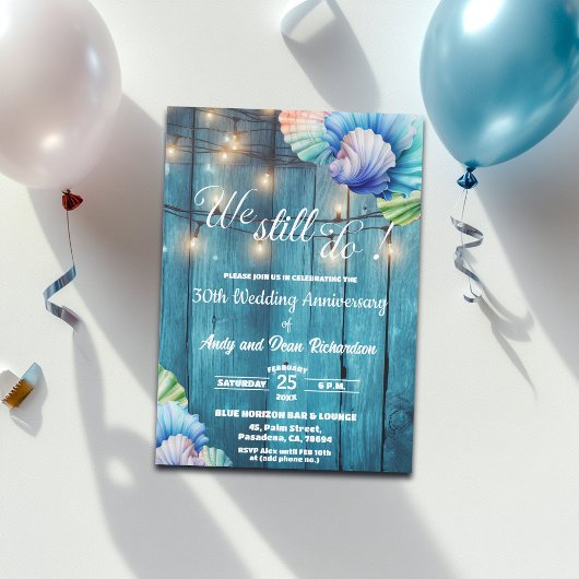 Invitation We Still Do 30th Wedding Anniversary String Lights