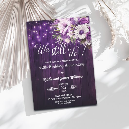 Invitation We Still Do 40th Wedding Anniversary String Lights