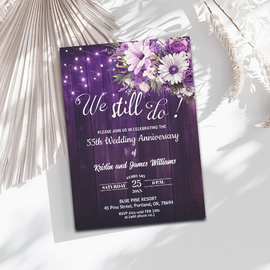 Invitation We Still Do 55th Wedding Anniversary String Lights