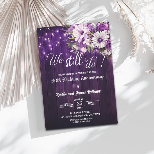 Invitation We Still Do 60th Wedding Anniversary String Lights