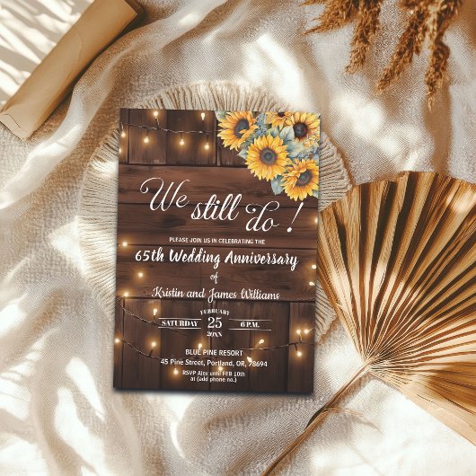Invitation We Still Do 65th Wedding Anniversary String Lights