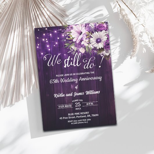 Invitation We Still Do 65th Wedding Anniversary String Lights