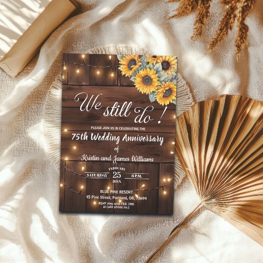 Invitation We Still Do 75th Wedding Anniversary String Lights