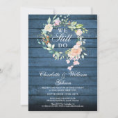 Invitation We Still Do Vow Renewal Floral Blue Rustic Wood (Devant)