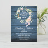 Invitation We Still Do Vow Renewal Floral Blue Rustic Wood (Debout devant)