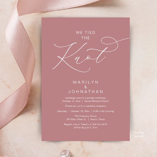 Invitation We tied the knot, Elopement Reception Dinner