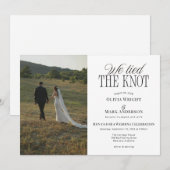Invitation We Tied the Knot Elopement Wedding Reception (Devant / Derrière)