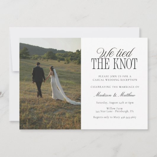 Invitation We Tied the Knot Elopement Wedding Reception (Devant)
