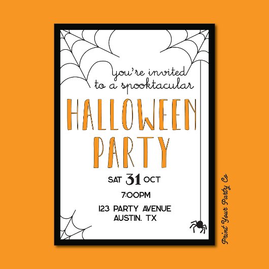 Invitation Web d'Halloween Party Spider