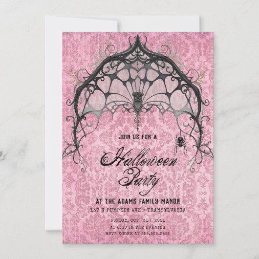 Invitation Web éffrayante Rose et Black Spider (Devant)