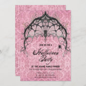 Invitation Web éffrayante Rose et Black Spider (Devant / Derrière)